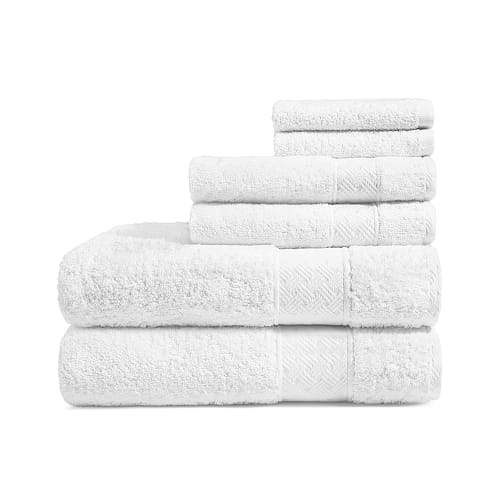 Triana Bath Towel, Blended Basketweave Jacquard Border, 30x60, 19.0 lbs/dz, White